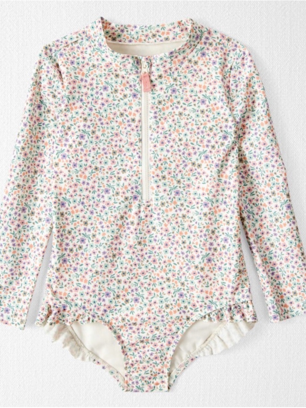 Carters little Planet Girls' Floral Long-Sleeve One-Piece Swimsuit, Pink Floral